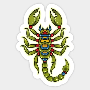 Neotraditional scorpio in green Sticker